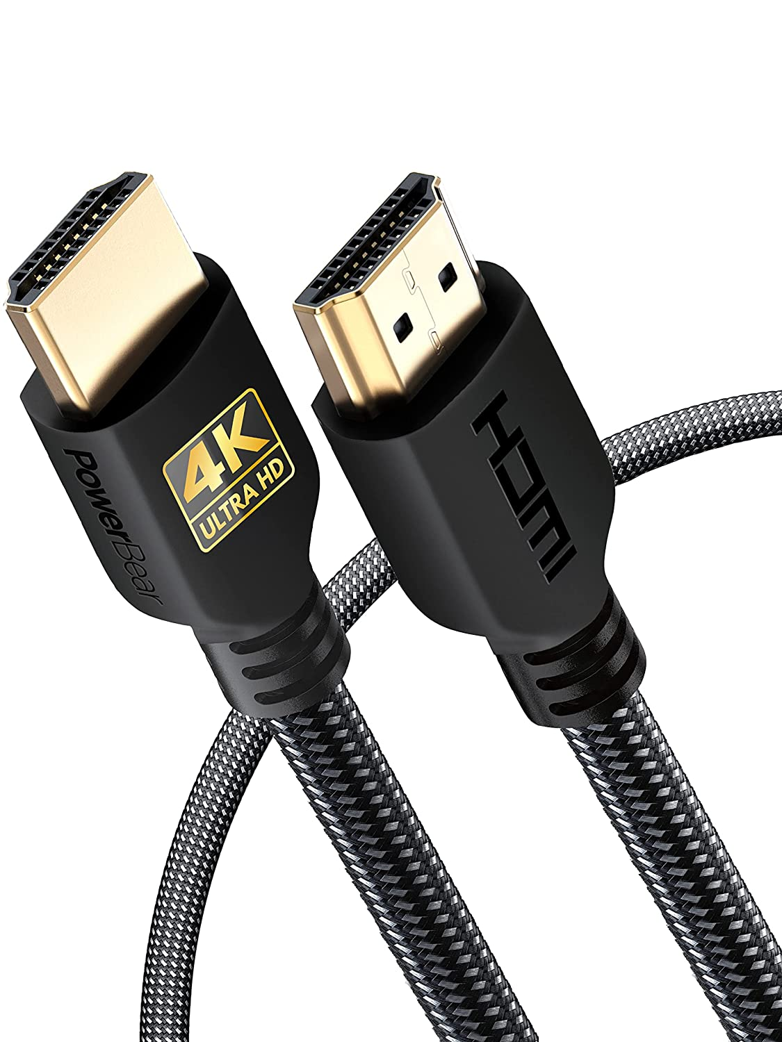 Powerbear 4K HDMI Cable 1 M | High Speed, Braided Nylon & Gold Connectors, 4K @ 60Hz, Ultra HD, 2K, 1080P, ARC & CL3 Rated | for Laptop, Monitor, PS5, PS4, Xbox One, Fire TV, Apple TV PC image number 5