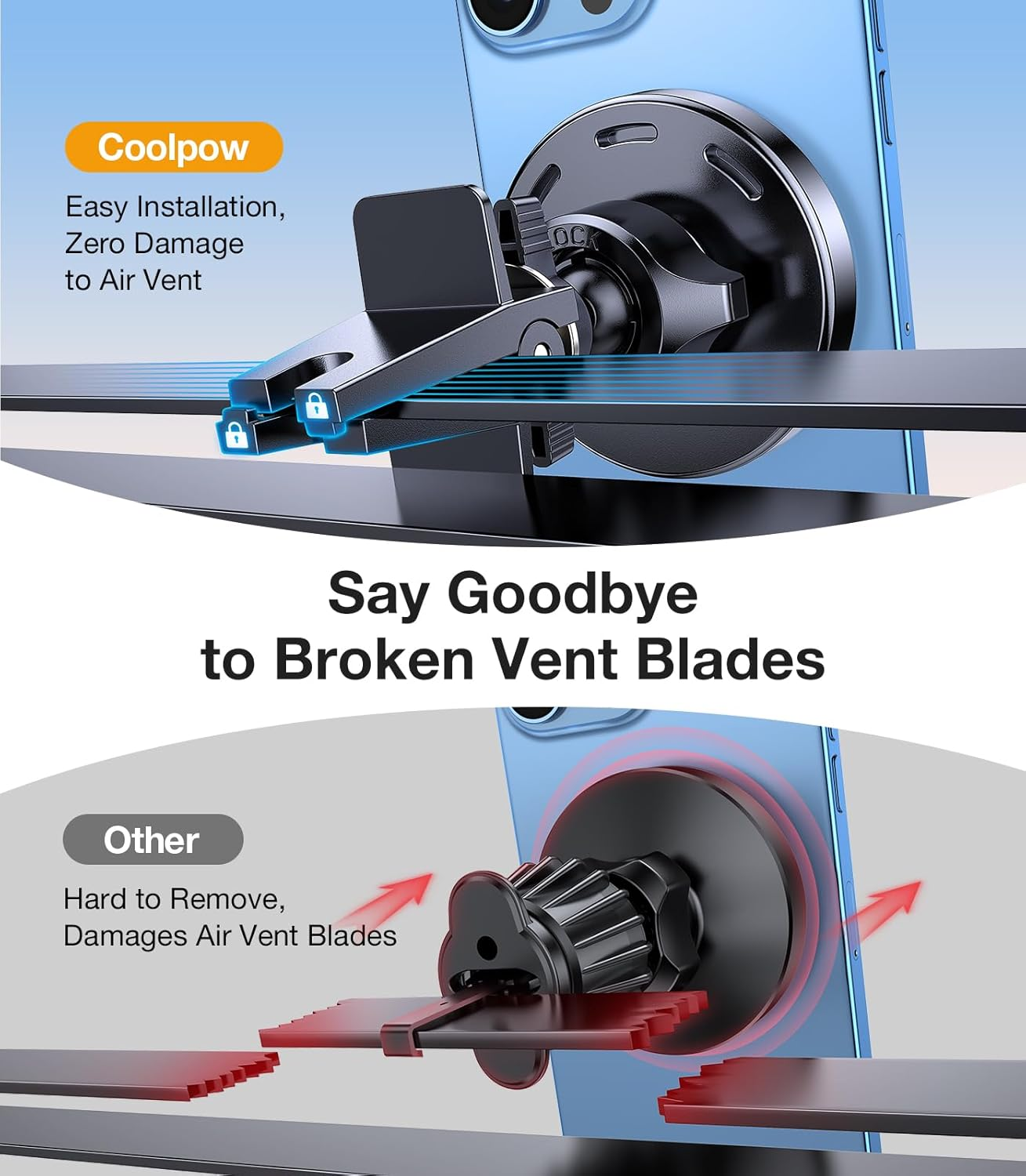 For Magsafe Car Mount Charger【360&deg; Rotation】15W Fast Charging Wireless Car Phone Holder Charger for Vent Dashboard【Strong Magnets】Magnetic Phone Holder Mount Charger for Iphone 16 Pro Max 15 14 13 12 image number 5