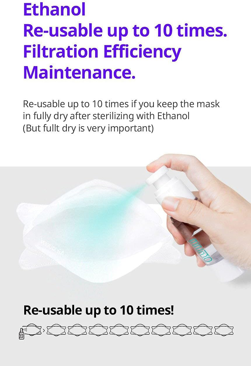 Black Airqueen Nano Fiber Filter Face Safety Mask for Adult, Individually Packaged, Made in Korea image number 3