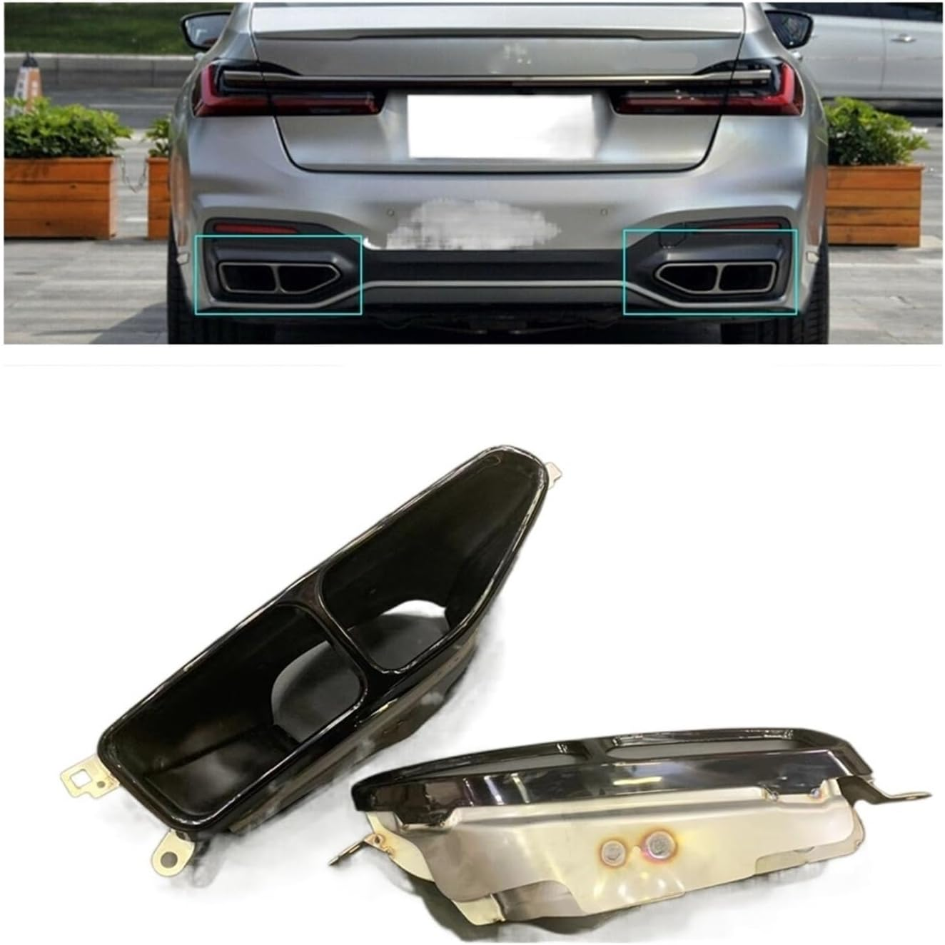 Muffler Car Rear Exhaust Pipe Muffler Tips Air Vent Outlet Duct Tailpipe Compatible with BMW 7 Series 2019-2020 X5 X6 740I G11 G12 image number 1