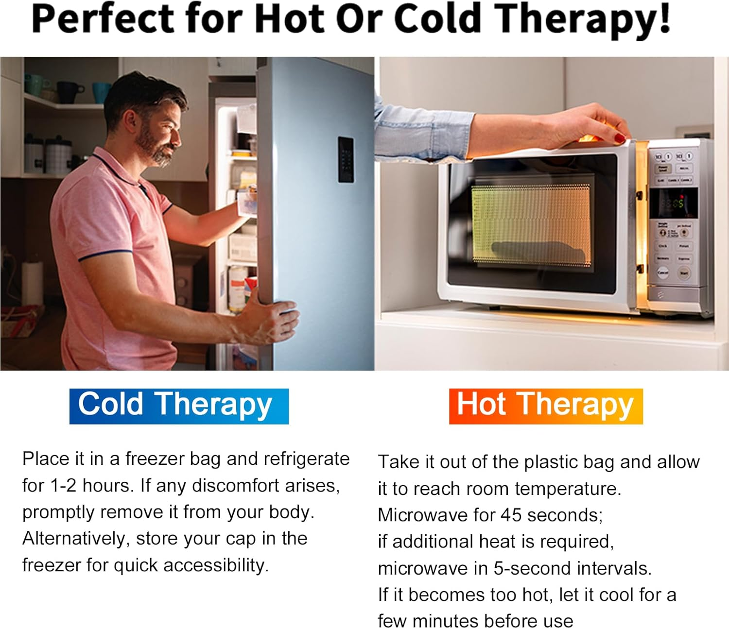 Migraine Cap with Exposed Ear Gel Ice Pack for Alleviating Headache, Puffy Eyes, Tension, Sinus, Stress, Cold and Hot Head Wrap for Easing Pain (Black) image number 1