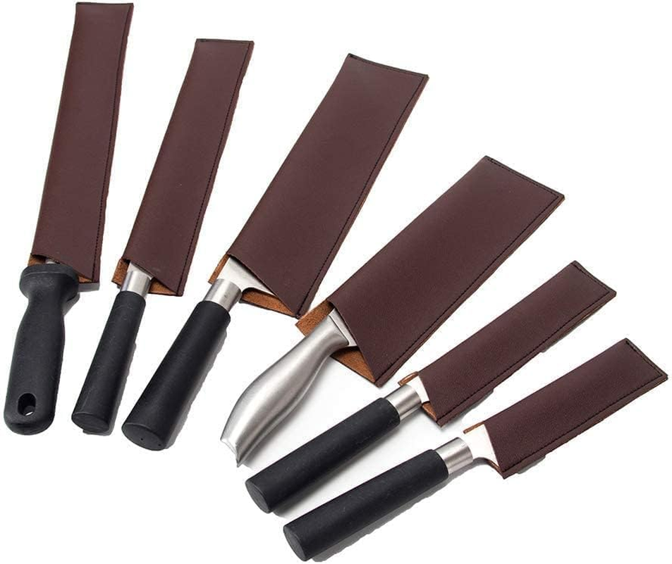 Leather Knife Sheath, 6 Pcs Knife Edge Guards, Knife Guard, Knife Sheath Cover Sleeves, Blade Cover Protector, Waterproof Knife Protectors, Heavy Duty Universal Knife Edge Guard image number 4