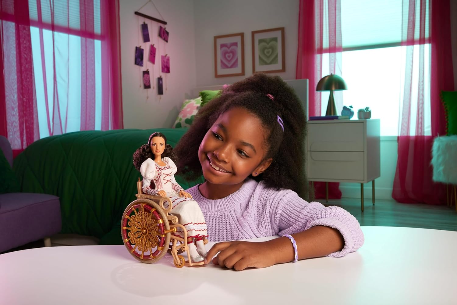 Mattel Universal Wicked Nessarose Fashion Doll & Accessories, Including Wheelchair, with Brown Curly Hair, Possibility & Removable Ballroom Look image number 4