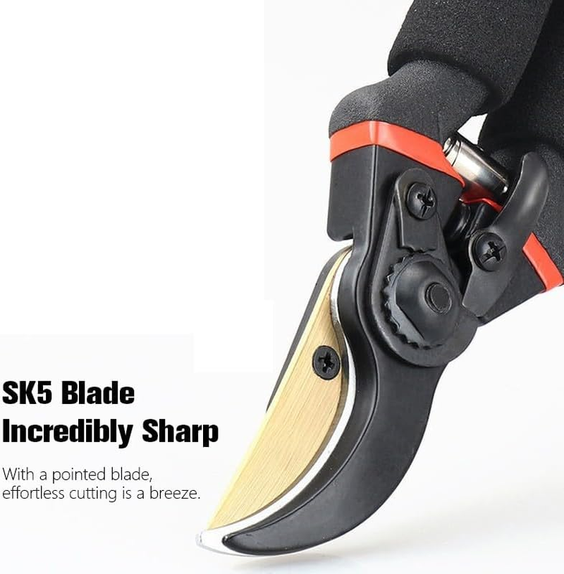 Pruning Shears Gardening Tools - Bypass Garden Scissors Heavy Duty Hand Pruner with Soft Grip Handle Cushion and Shock Absorber Design - Plant Cutter Kitchen Garden Cutting through Anything image number 2