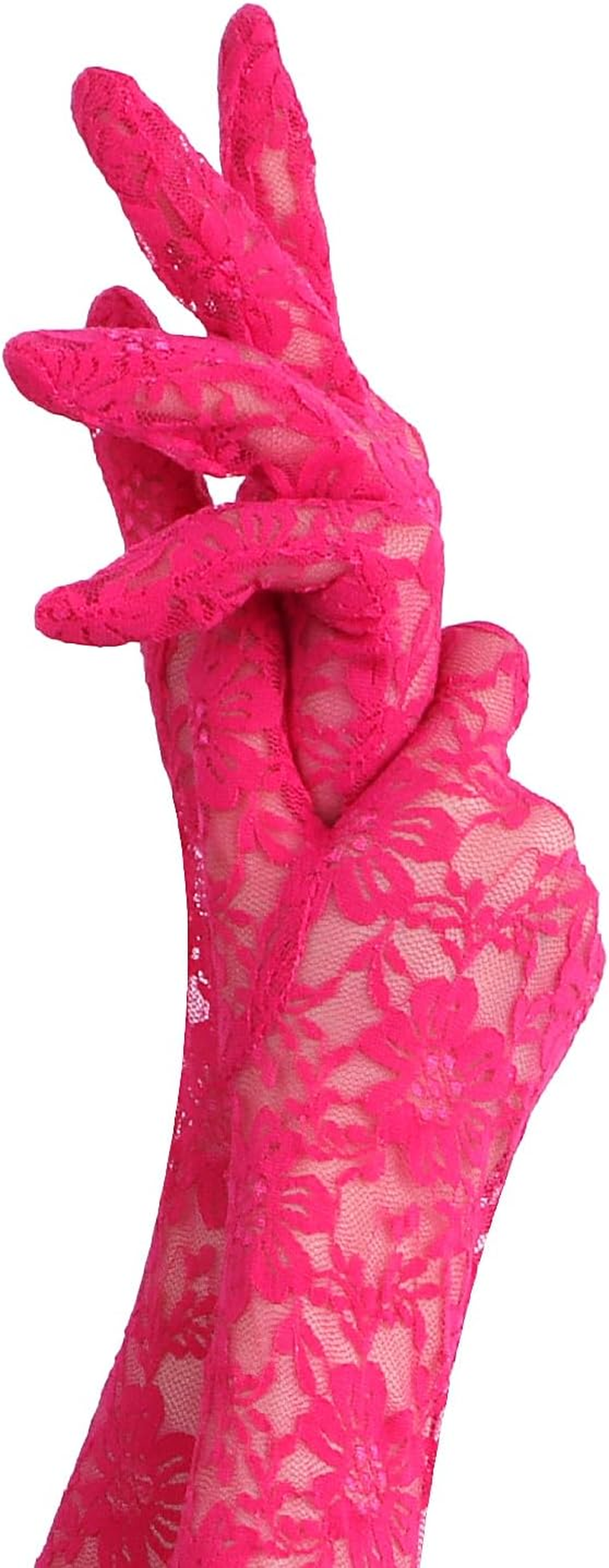 Brimekichio Lace Gloves Women, Tea Party Long Elegant Opera Lace Gloves Costume Floral Pattern Arm Elbow Length - 18.9In image number 5