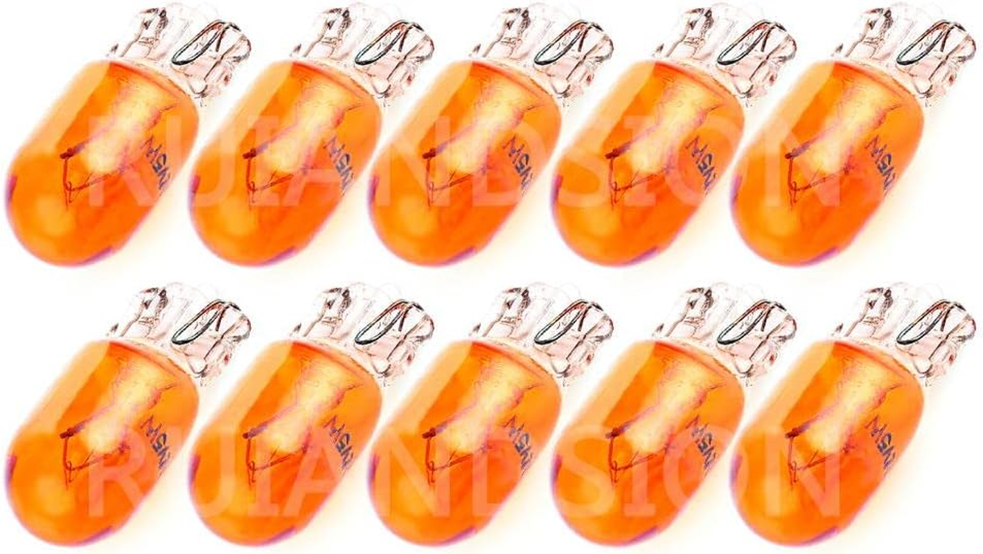 Ruiandsion T10 W5W 194 Halogen Bulbs 168 2825 Warm White 12V Interior Dome Map Dashboard Lights, Non-Polarity (Pack of 10)