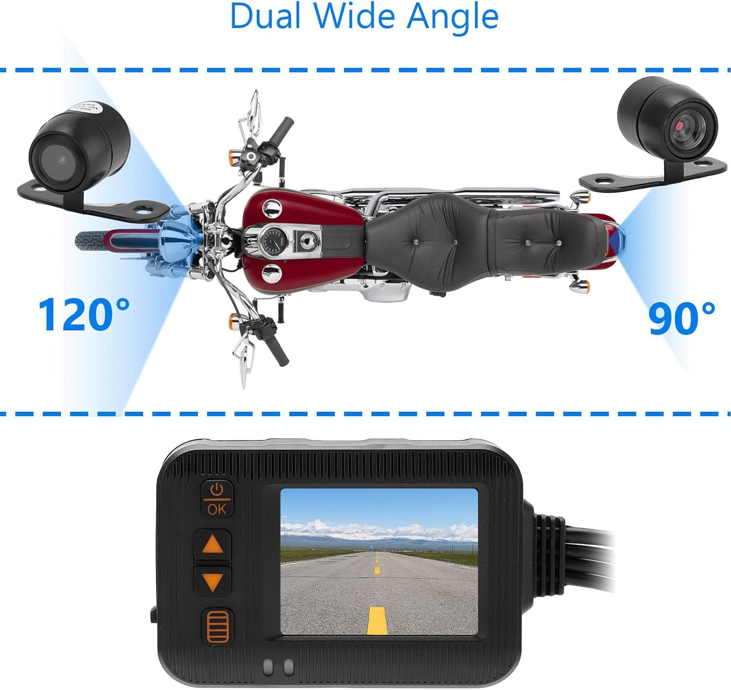 Motorcycle Dash Cam, Full Waterproof 1080P 720P Video Playback Motorcycle Video Driving Recorder Intelligent Parking Protector AHD Dual Transmission 120&deg; Wide Angle Motorcycle image number 4