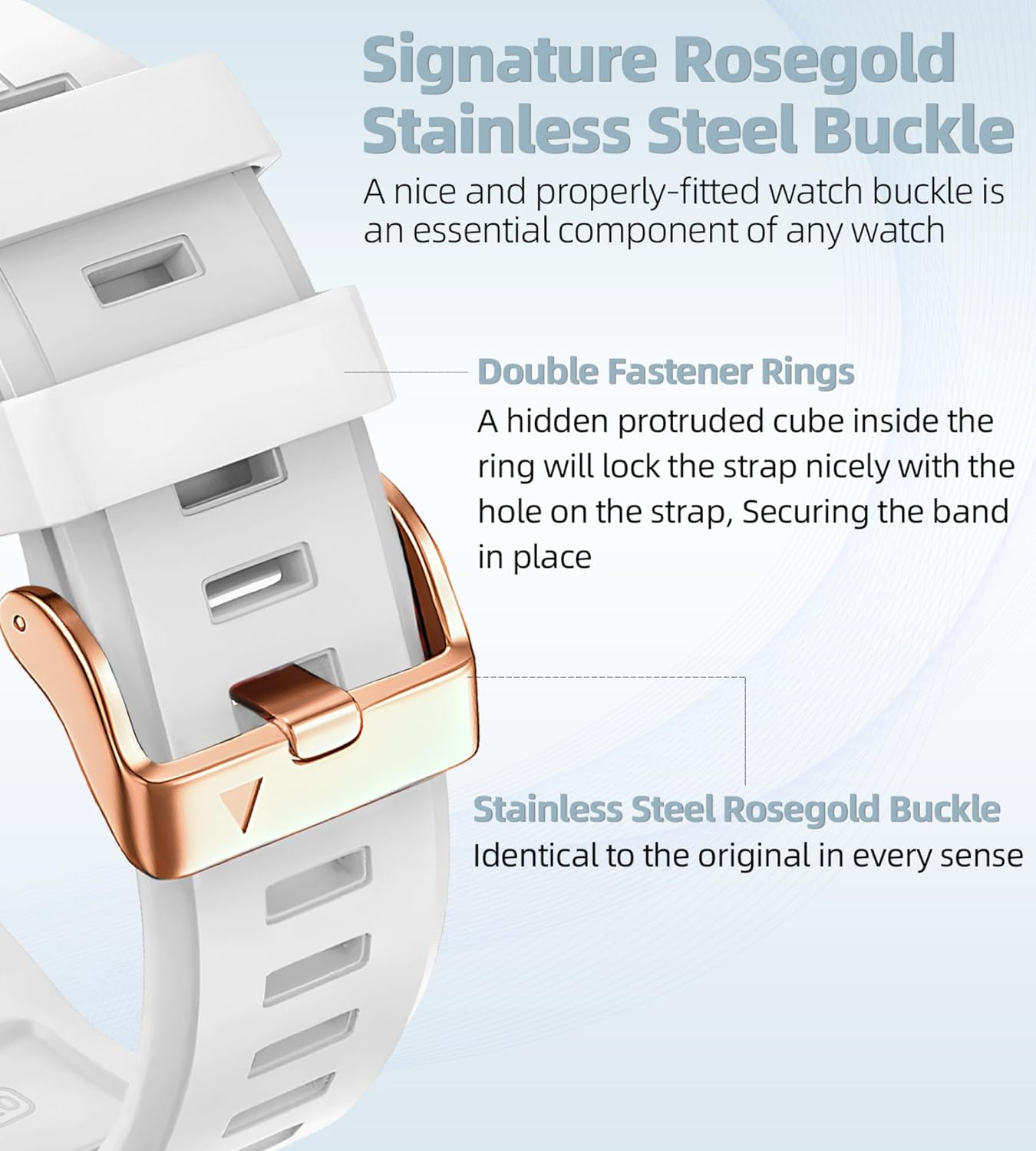 PCAVO Quickfit 20Mm Watch Band for Garmin Fenix 5S 6S 7S Pro Solar - Rose Gold Buckle - Rugged Silicone Wristband Replacement for Garmin Epix Pro Gen 2 42Mm Descent Mk2S/3/3I image number 4