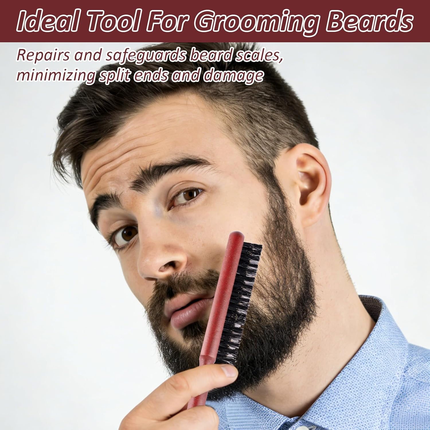 5 Pcs Boar Bristle Brush Set,Pulled Tail Brush,Natural Boar Bristles with Wooden Handle,Sleek Styling Hair Brush,Reduce Breaking,Anti-Static Brush for Men and Women image number 5