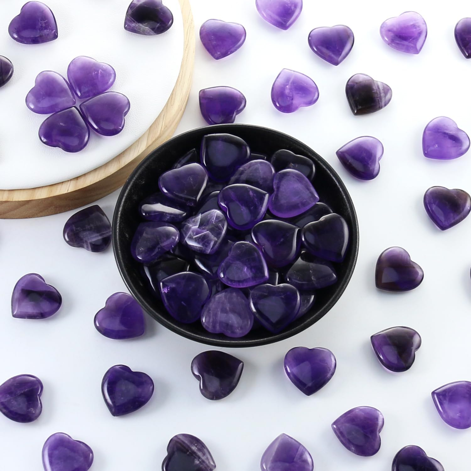 Tumbled Polished Natural Amethyst Stones and Crystals Heart Stones, Crystals and Healing Stones Quartz Bulk for Wicca, Reiki, Healing Energy, Chakra Stones, Witchcraft Supplies(20Pcs) image number 4