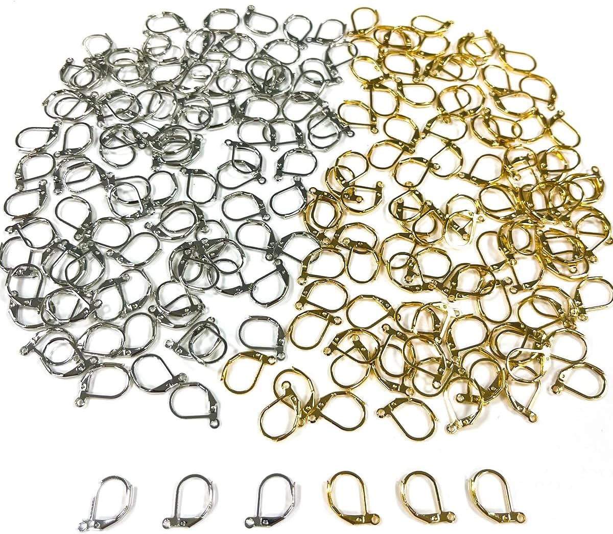 NILLOS 200 PCS Leverback Earring Hooks for DIY Earring Designs Jewelry Findings (Gold & Silver) image number 5