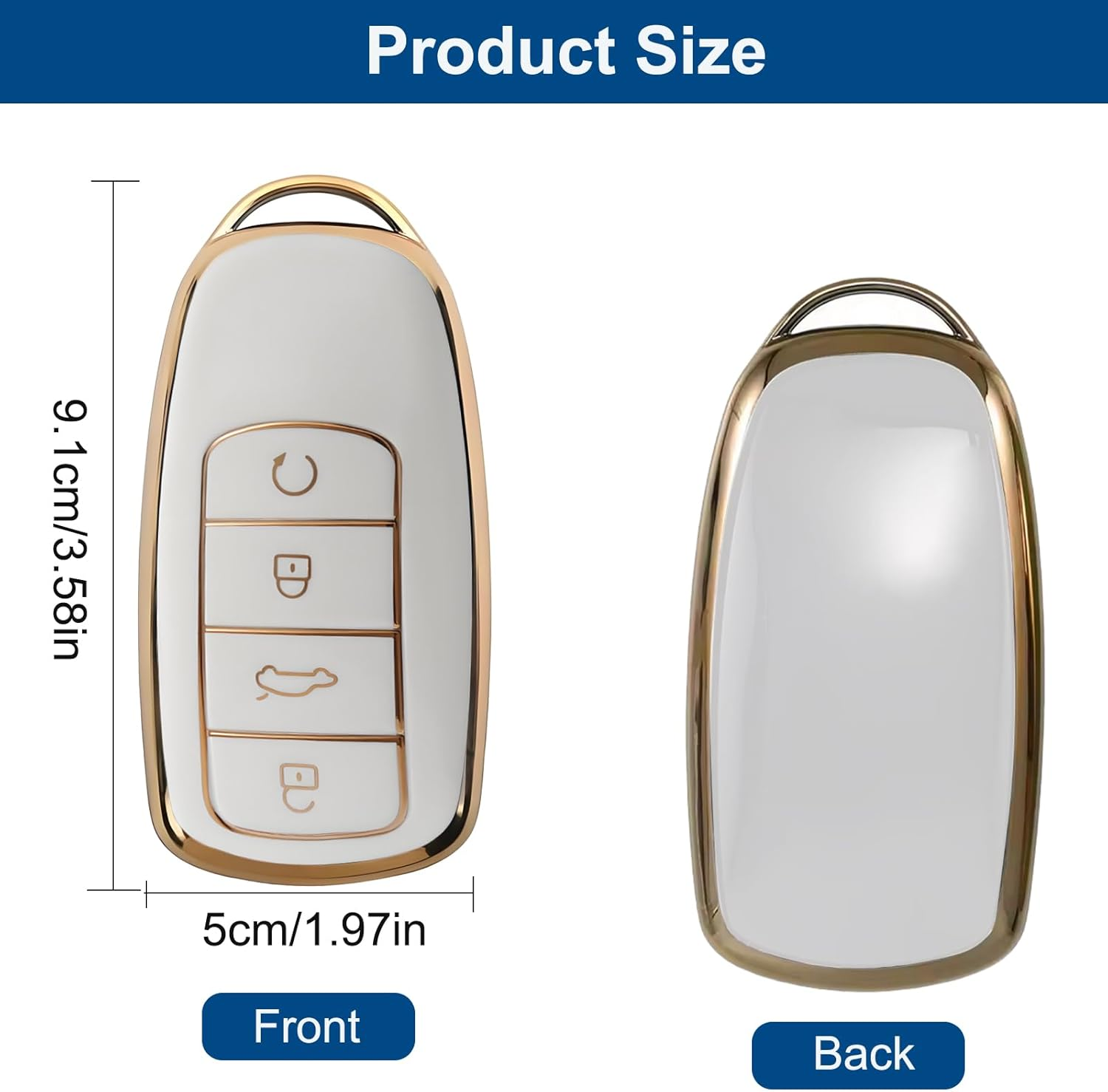 2 Pcs Car Smart Key Fob Case, Soft TPU Remote Key Fob Cover, Car Key Fob Protector Compatible with Chery Omoda 5 and Tiggo 8 Pro 8 plus (White) image number 3