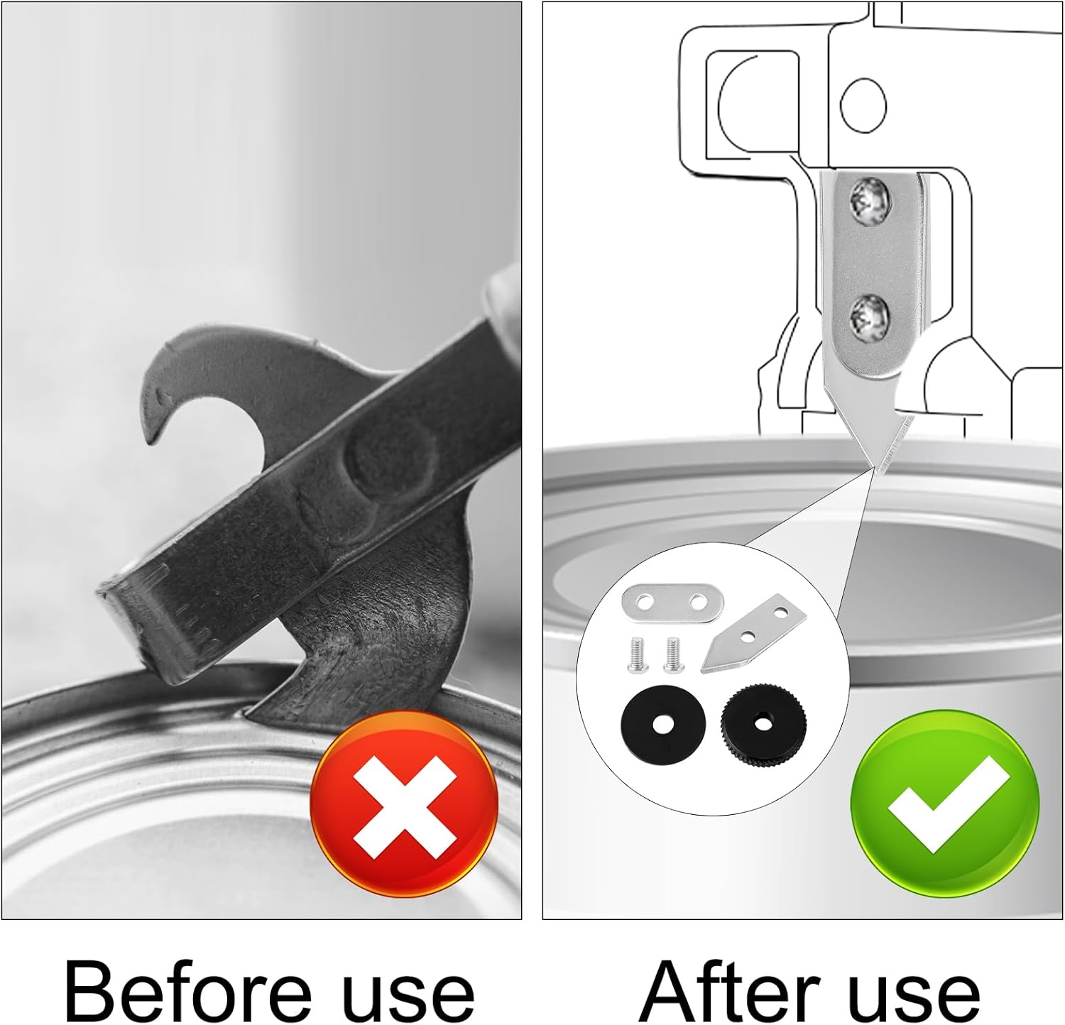 Gosknor 6Pcs Commercial Can Opener Parts, Stainless Steel Can Opener Part Blade & Gear, Replacement for Edlund image number 6