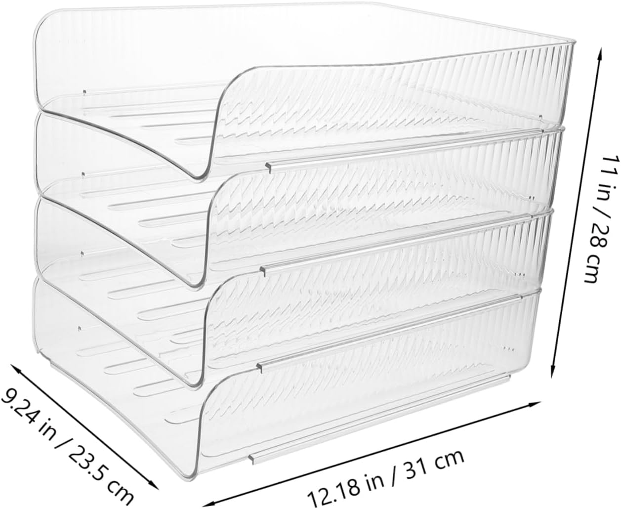NUOBESTY 4Pcs Stackable Storage Desk Accessories Tray Document Tray for Desktop File Holder Paper Storage Rack Letter Holder Book Rack image number 2