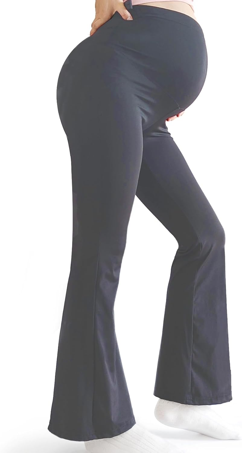 Maternity Leggings over Bump,Women'S Maternity Pants Pregnancy Yoga Pants Buttery Soft Petite Flare image number 3