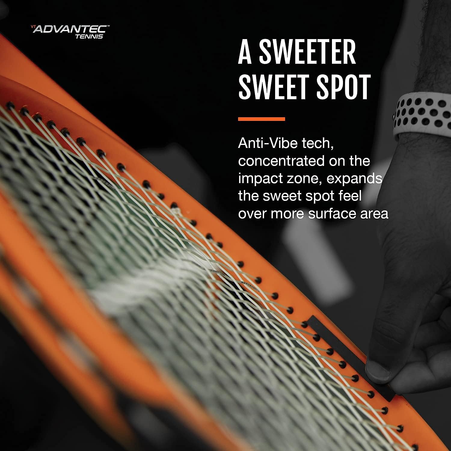 VT Advantec Anti-Vibe Strips &ndash; Tennis Racket Vibration Dampener &ndash; Absorb and Reduce Vibration &ndash; Maximize Control and Stability &ndash; Expand Sweet Spot and Prevent Injuries &ndash; Carbon Black image number 3