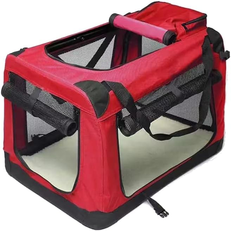 ### Foldable Pet Carrier Soft Dog Crate Portable Cage Car Travel Bag Kennel Outdoor [Colour: Red] [Size: L]