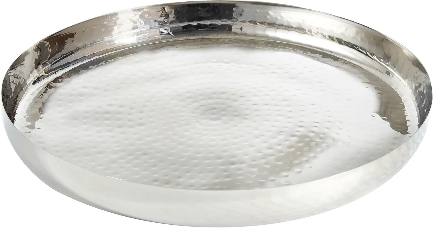 Elegance round Tray Serveware Accessories, 16", Silver image number 1