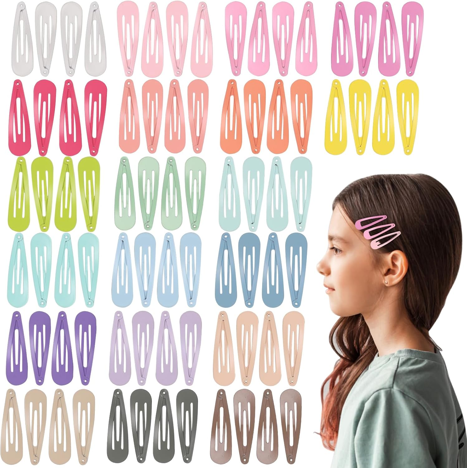Bighan 80 Pcs Girls Hair Clips Simple Hairstyle Clips Metal Drop-Shaped Barrettes Adorable Hair Accessories for Girls, Black