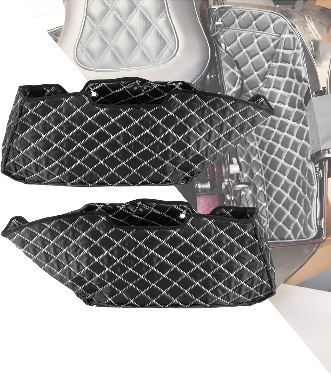 HDBUBALUS Saddlebag Liners Carpet Insert Fits for 2024-Later Road Glide Street Glide 2023 Street Glide CVO Road Glide CVO (White Stitching)