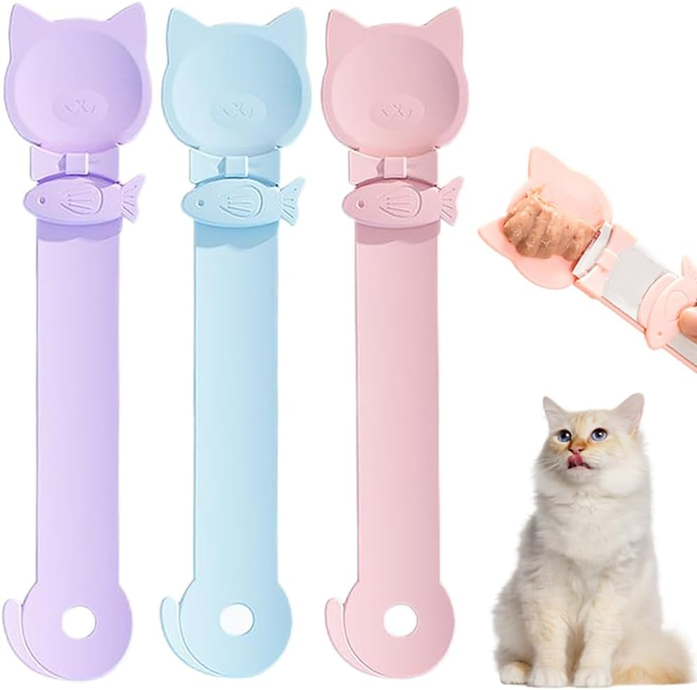 2PCS Cat Treat Spoon Squeeze,Cat Strip Feeder Spoon,Multi-Function Dispenser Tool,Easy Feeding Spoon for Licky Treats,Pet Food Spoon for Wet Food(2 Color)