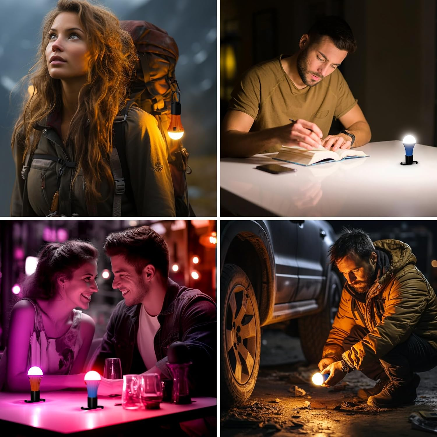 Lepro Rechargeable Camping Lights, 7 White & RGB Colour Modes, Hanging Tent Lights for Camping, Camping Lantern Rechargeable, 10 Hrs Battery Life Camping Accessories, Suit for Power Cuts, Emergency image number 5