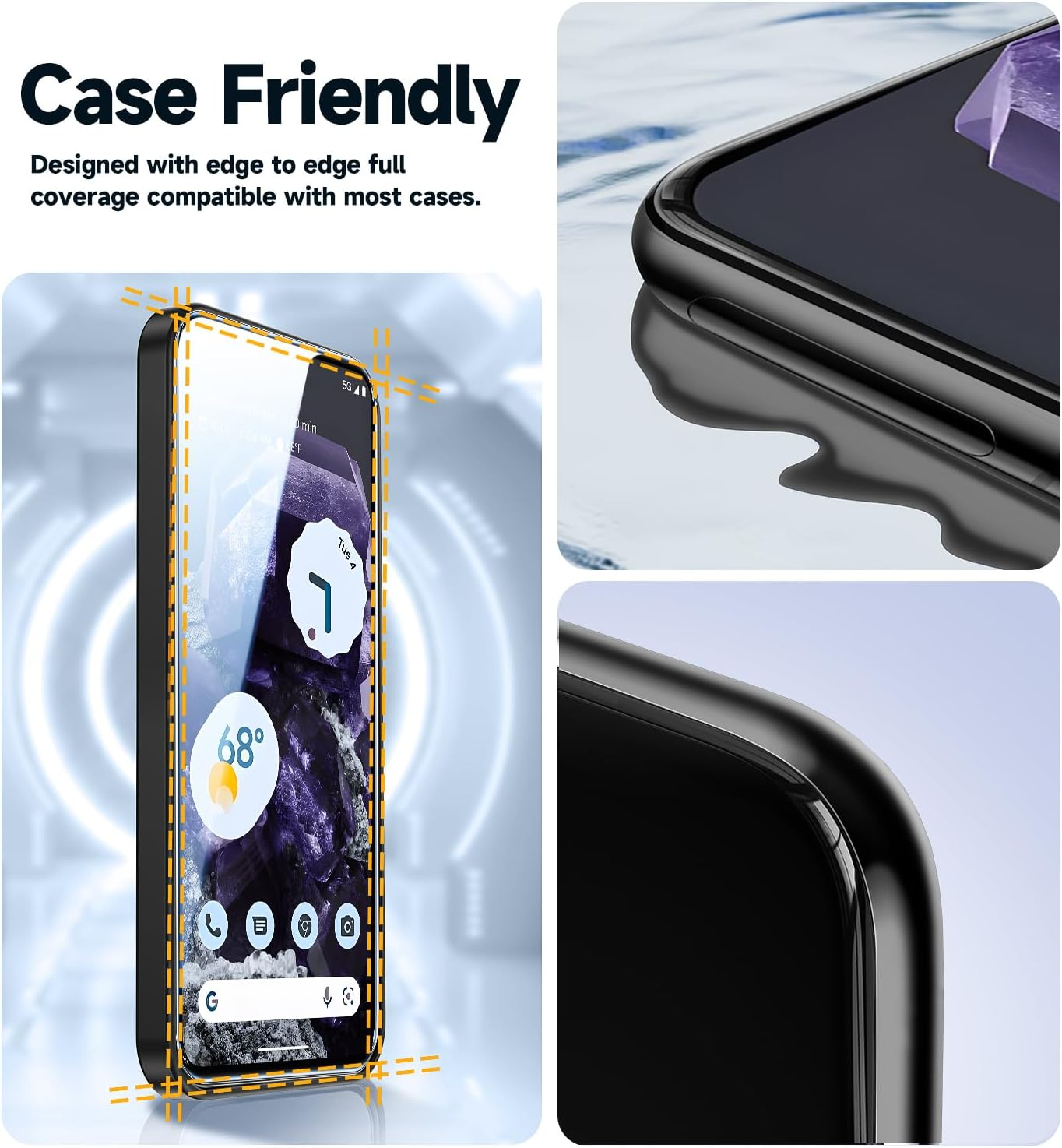 MAGIC JOHN 2 Pack for Google Pixel 8 Tempered Glass Screen Protector, Auto Dust-Elimination, Bubble Free, HD Clear, Easy Installation image number 5