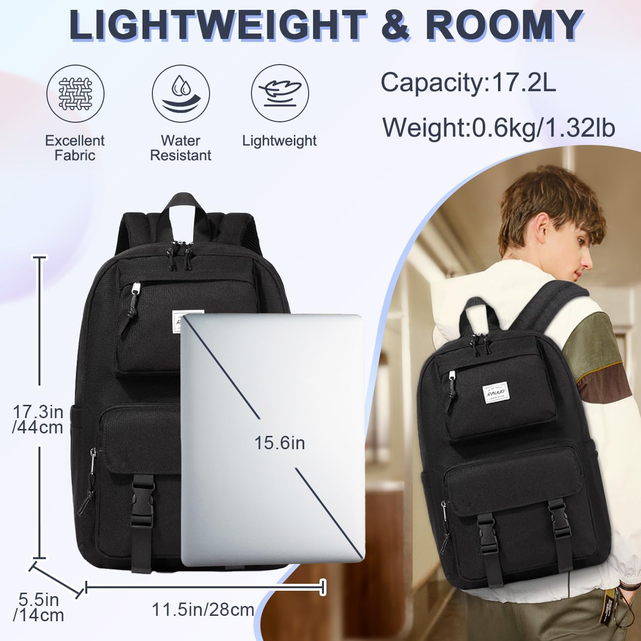 Backpack for Girls Boys,Ravuo Cute Kids Schoolbag Large Casual Bookbag for Elementary Middle Schooler Teen Rucksack