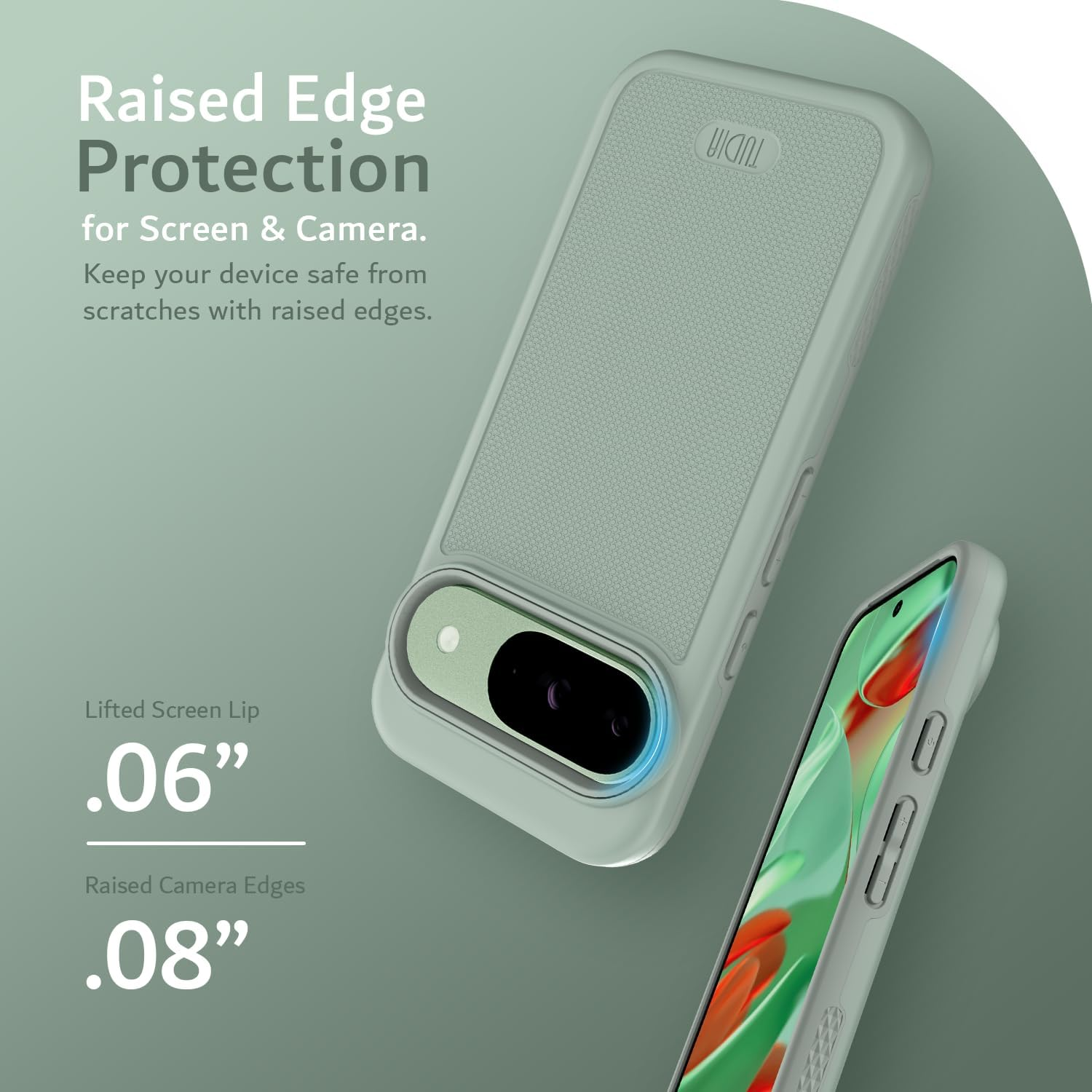 TUDIA Dualshield Grip Designed for Google Pixel 9 / Pixel 9 Pro Case (2024), [Mergegrip] Military Grade Dual Layer Shockproof Slim Tough Non-Slip Heavy Duty Protective Phone Case (Green Lily) image number 2