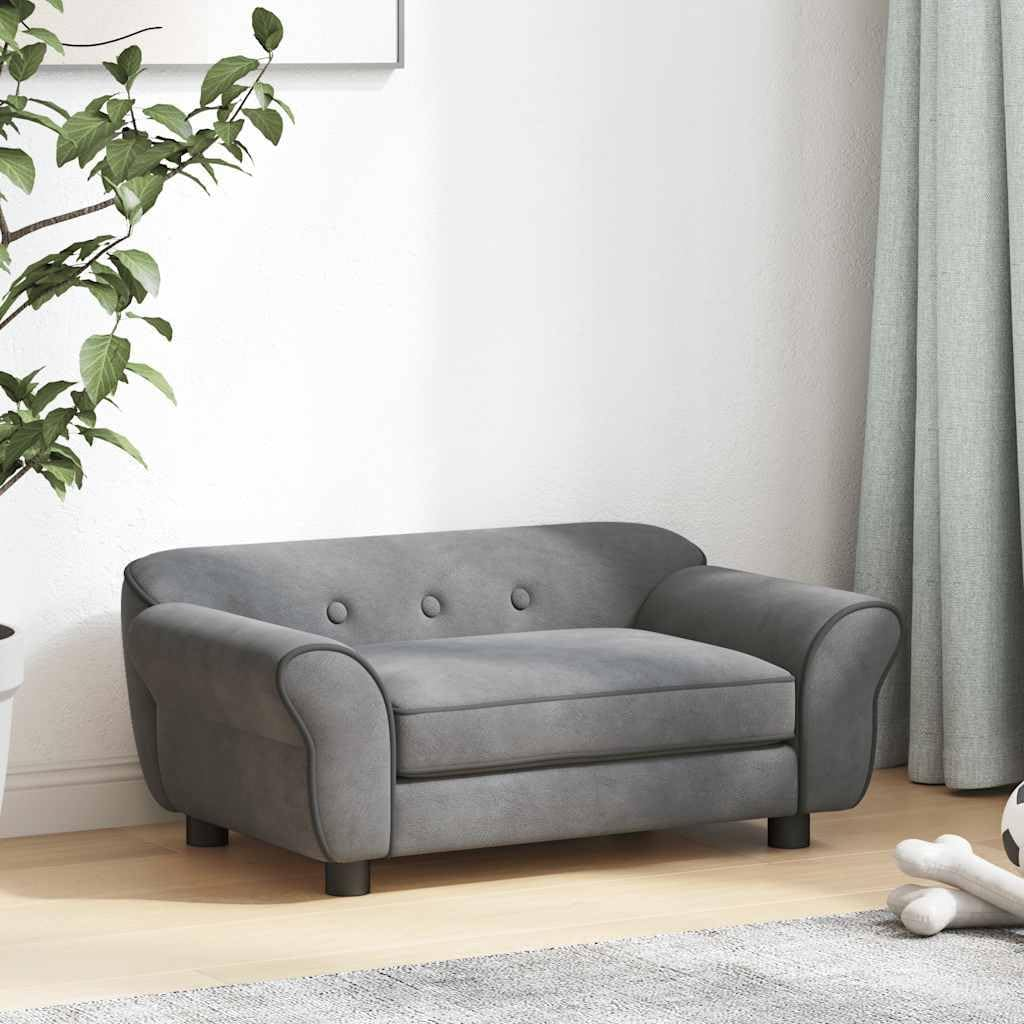 Dog Sofa Dark Grey 72X45X30 Cm Plush Pet Bed Comfortable Furniture for Dogs image number 2