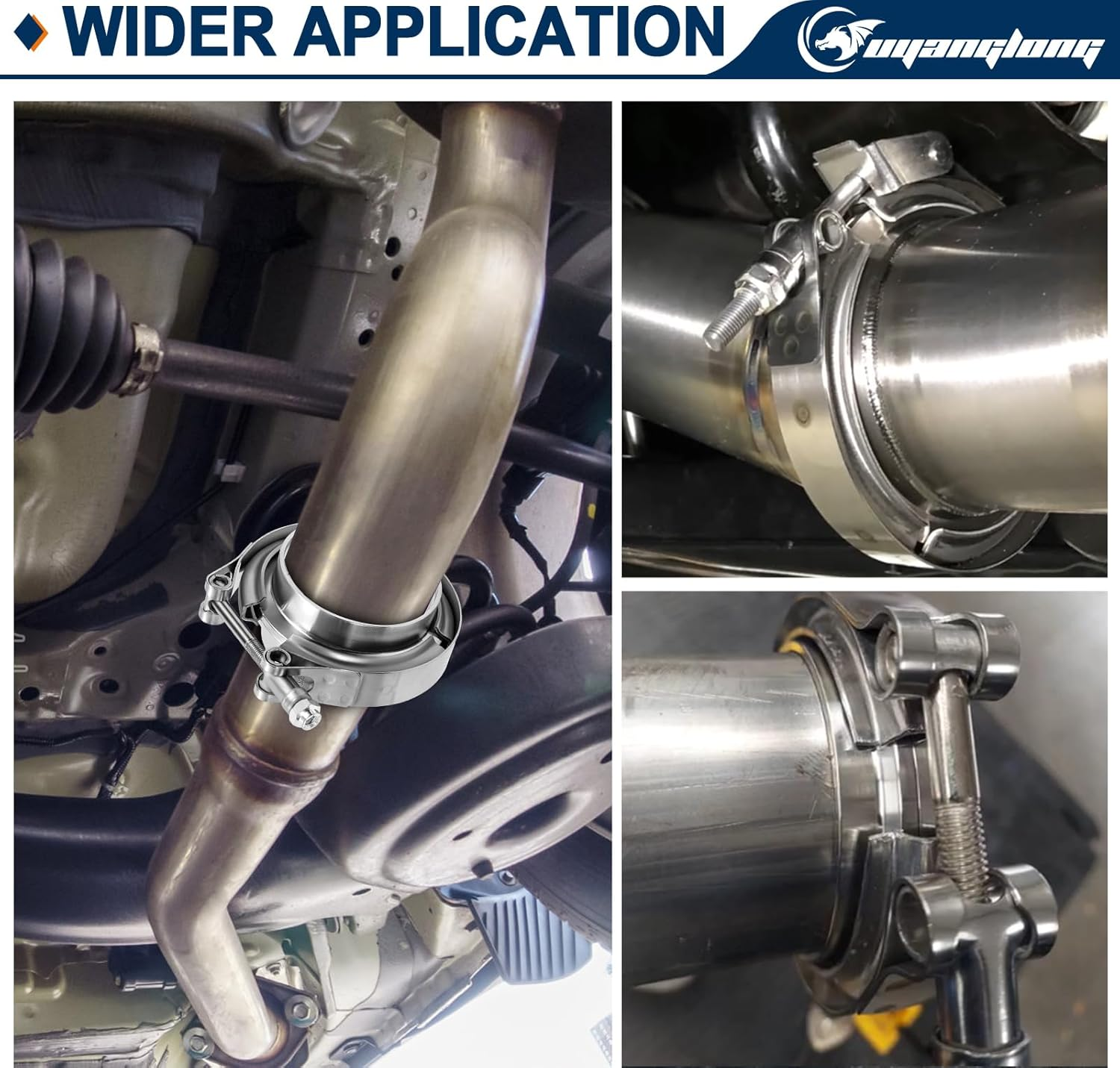 2.5 Inch V Band Exhaust Clamp with Flange Male Female Stainless Steel for Turbocharger, Exhausts, Mufflers, Downpipe 4PCS image number 6