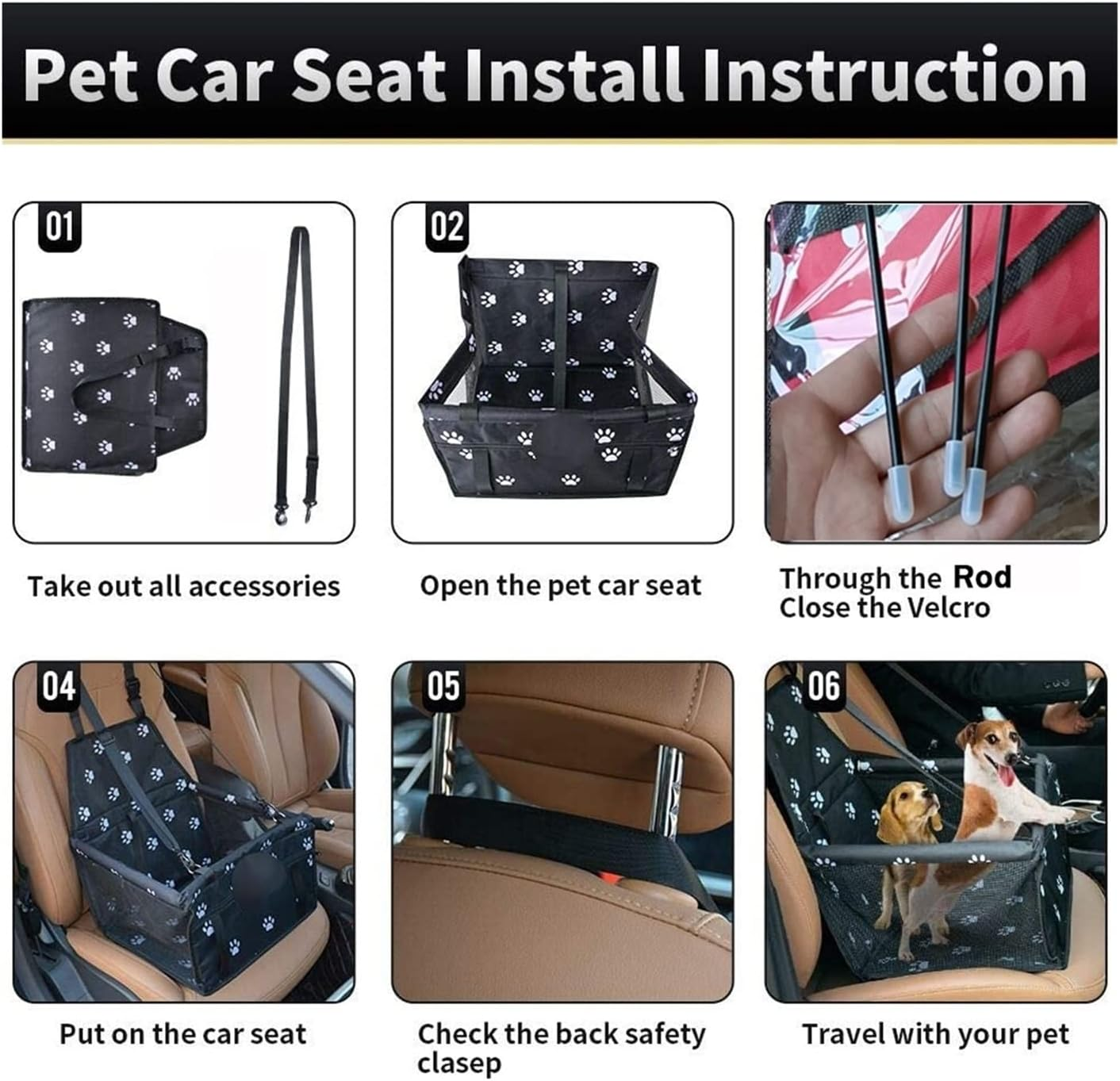 Dog Car Seat Cover Dog Back Bag Car Seat Cover Pet Bag Breathable Safety Hammock Pet Back Bag Foldable Bag Dog Hammock(Size:C) image number 4