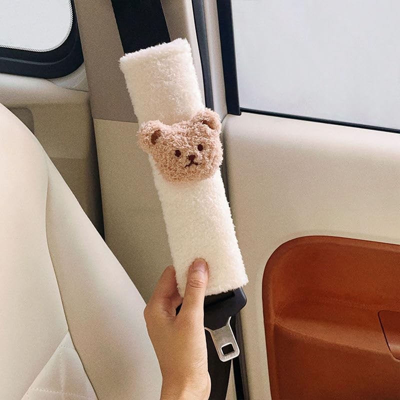 2Pcs Car Seat Shoulder Strap Pads, Seat Belt Cover Pad with Cute Bear Seat Belt Cushion for Adults/Women More Comfortable Driving, Universal Car Seat Strap Covers for Bag Backpack Strap image number 2
