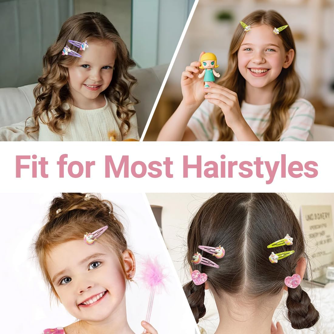 ZORVYN 6 Pairs Children'S Glitter Hair Clips Girls Clips for Girls Children image number 1