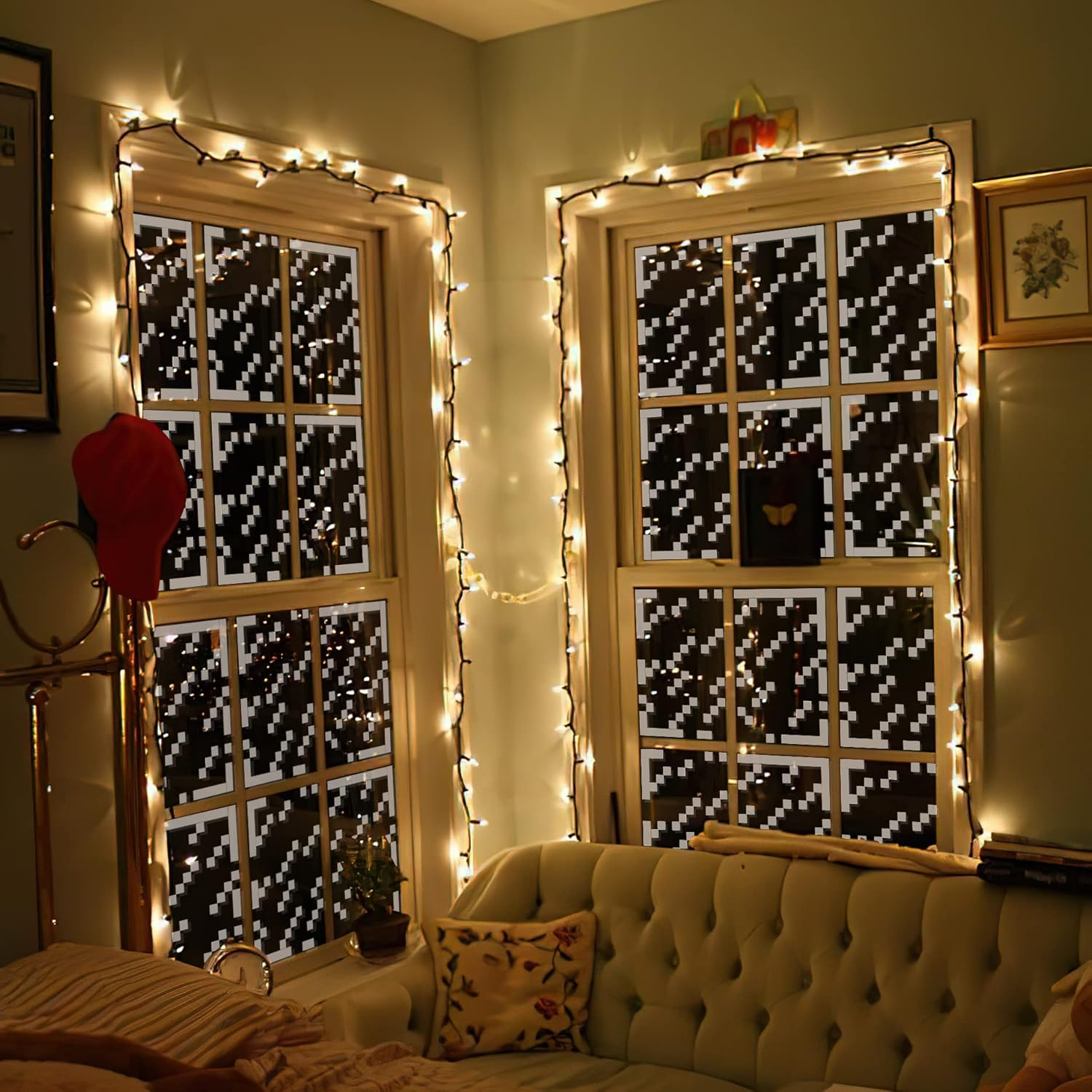 HK Studio Pixel Art Rainy Window Stickers Decal for Dorm, Teen Room Decor - Pixel Posters for Funny Room Decor, Game Room Decor, Aesthetic Room Decor - Pack 6 with 11" X 13" Each image number 3