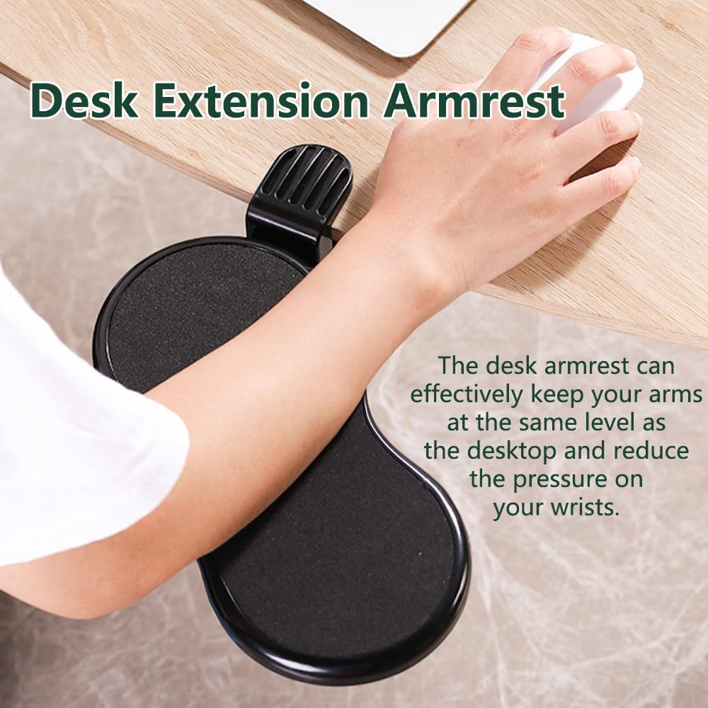 Computer Arm Rest for Desk, Adjustable Arm Rest Support for Computer Desk Ergonomics Rotating Armrest Support Extender, Keyboard Wrist Rest Pad with Mouse Wrist Rest for Office (Black) image number 4
