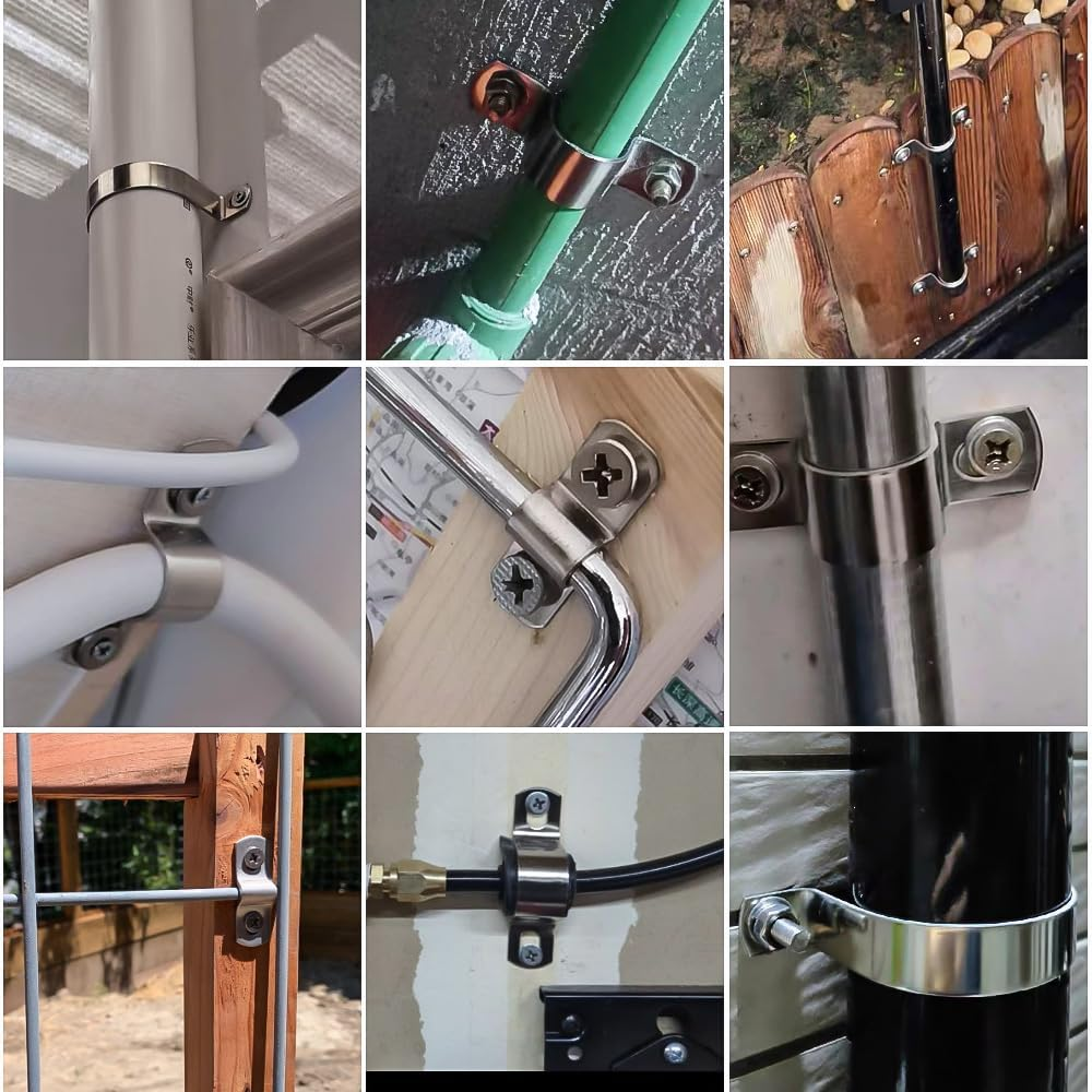 Famltol 2 Hole Conduit Clips 304 Stainless Steel Pipe Clip Heavy Duty Pipe Clamp U Shaped Brackets for Water Pipes, Gas Pipes Cable Fixing 14 Pcs &Oslash; 25 Mm image number 2