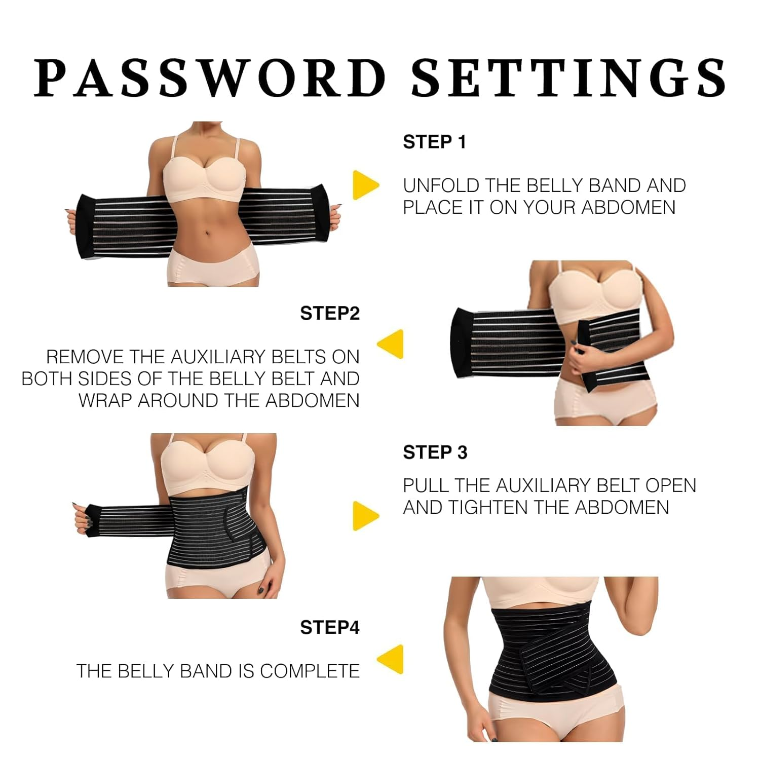 Medical Postpartum Belly Band C Section Recovery Abdominal Binder, Adjustable Waist Pelvis Girdle for Diastasis Recti and Back Pain Relief, Post Surgery Support Black,General image number 4