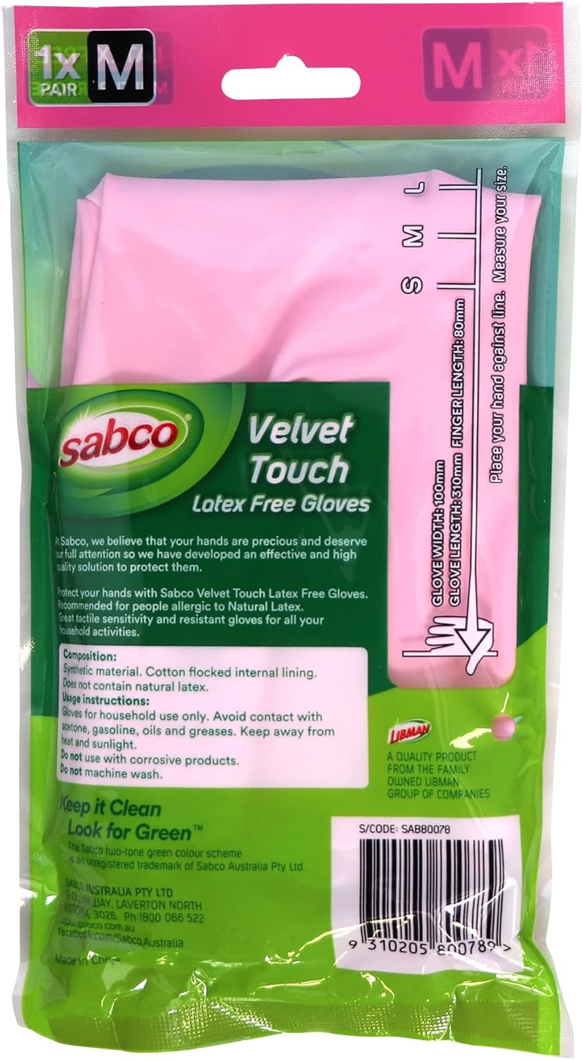 Sabco Velvet Touch Gloves 1-Pair Medium