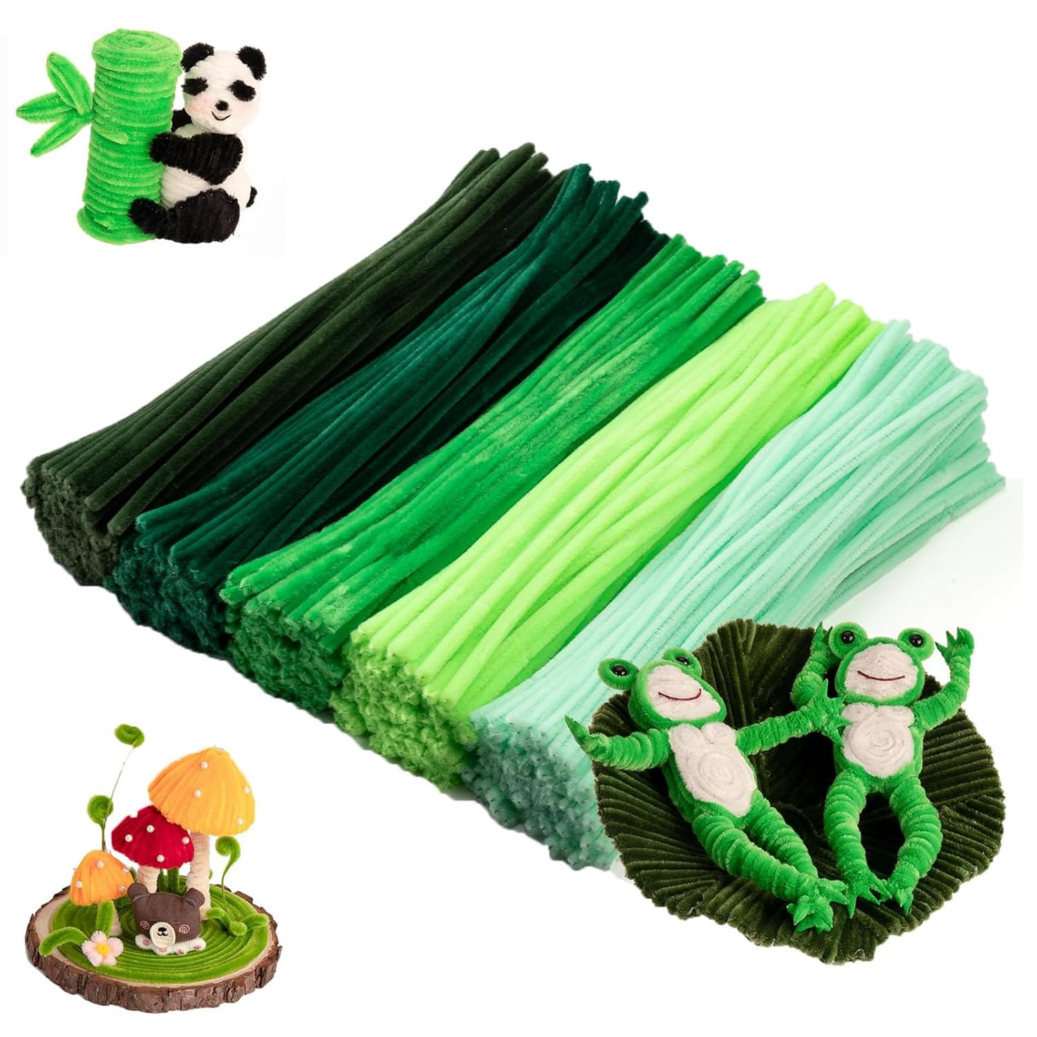 500 Pieces Green Pipe Cleaners, Chenille Stems, Pipe Cleaner Crafts for DIY Art and Craft Projects Creative Gift Party Decorations image number 4
