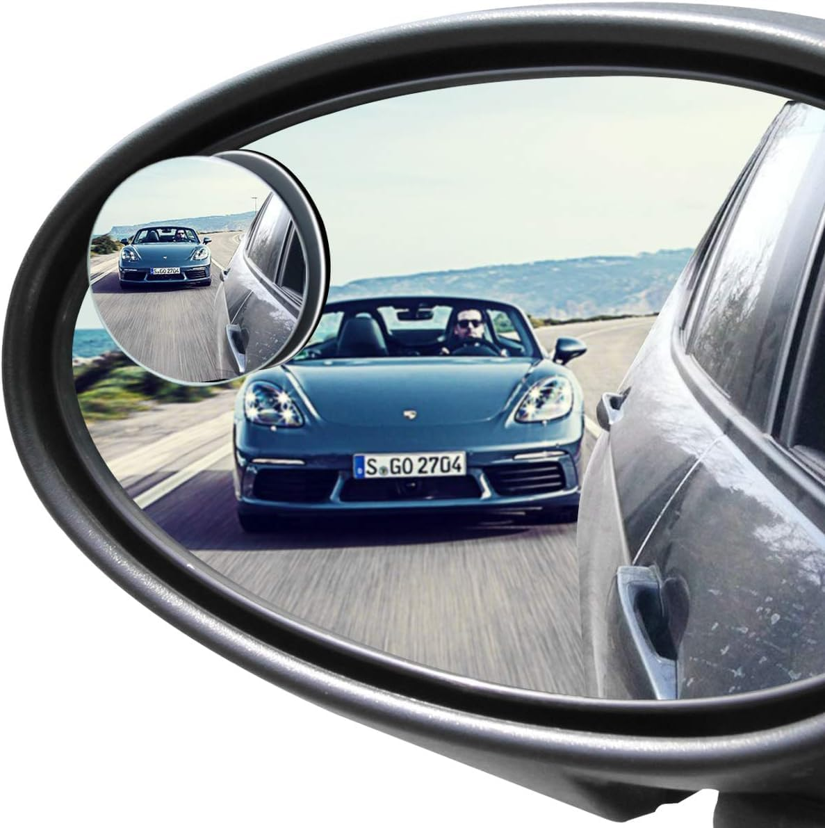 POMFW Blind Spot Mirror, 2 Inch Rearview Convex Side Mirrors for Cars SUV Truck Van Stick on 3M Adhesive, Rear View HD Glass Frameless Sway Rotate Adjustable Wide Angle 2PCS (Sector)