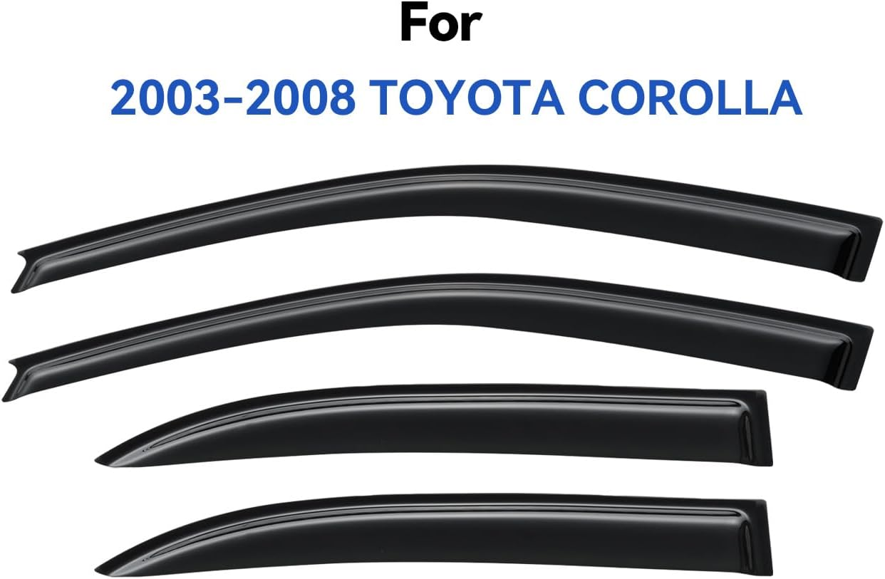 Window Visors Rain Guards Shield for 2003-2008 Toyota Corolla, Out-Channel Window Vent Wind Deflectors Visors Shades for 03-08 Corolla image number 1