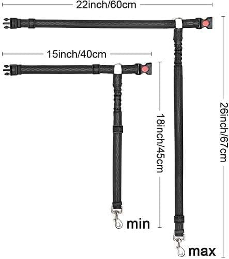 2 in 1 Dog Car Seatbelts, Pet Safe Guard Car Seat Belt Headrest Restraint Clip, Adjustable Dog Car Harness Belt with Anti-Shock Elastic Bungee Buffer (Black) image number 3