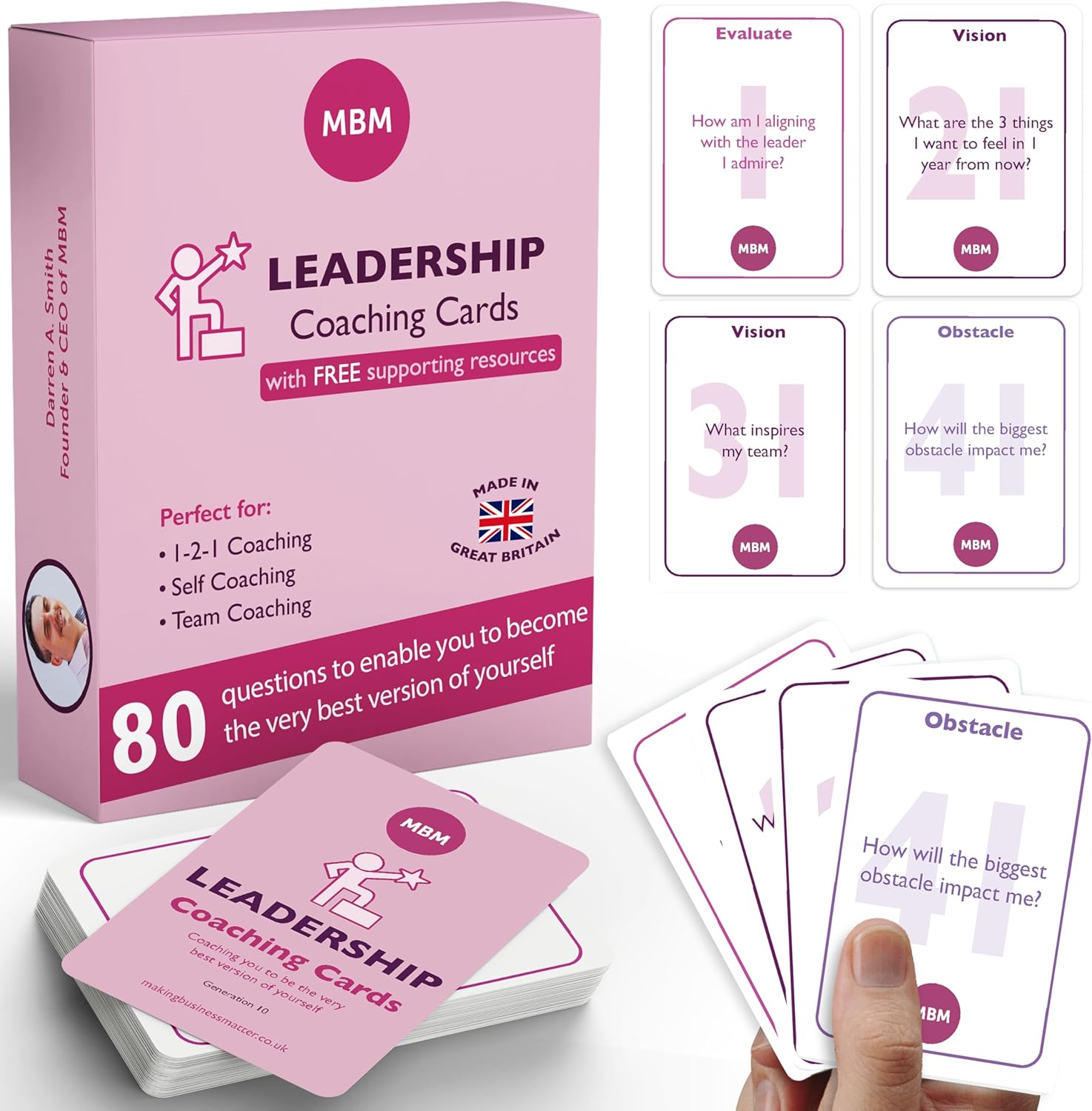 MBM 80 Leadership Coaching Cards. Confidence Building Flash Cards, Emotional Intelligence Conversation Starters & Coaching Tools for Managers image number 4