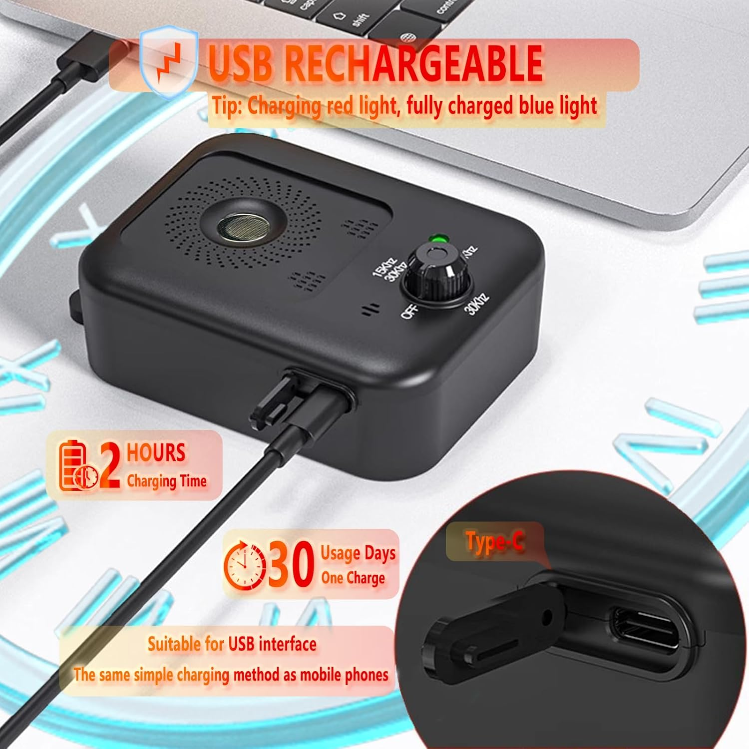 Anti Barking Device for Dogs,Ultrasonic Dog Bark Control Devices,Bark Recognition Silencer,15To30Khz 3 Nodes Range Deterrent of up to 50 Ft,Rechargeable Waterproof,For Indoor and Outdoor(Black2) image number 6