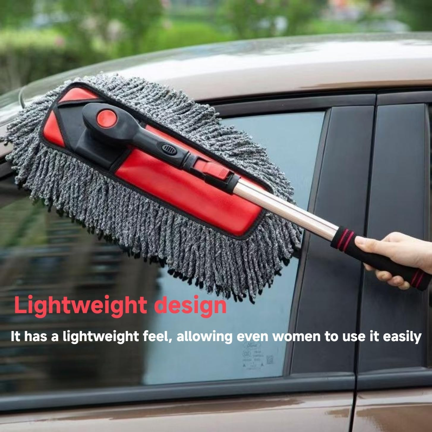 Scratch Free Car Duster with Extendable Telescoping Handle Wax Cotton Hair Large Auto Brush for Dust Pollen Removal Car Truck RV Motorcycle Interior Exterior Cleaning image number 1