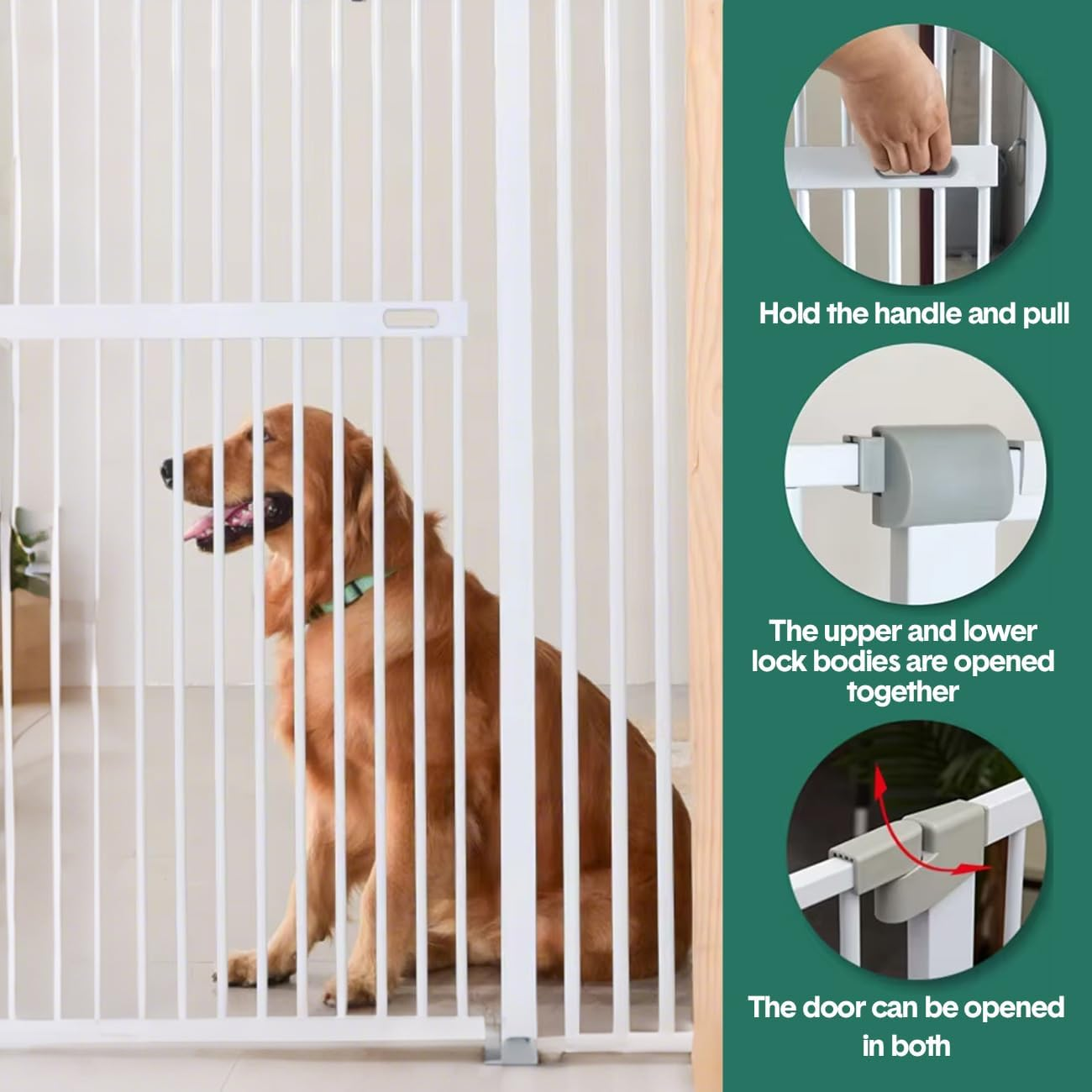 Extra Tall Pet Gate 150Cm | Retractable Pet Safety Gate for Doors, Stairs & Balcony | Adjustable Walk-Through Design with Long Handle | Portable Extension Fence for Dogs L image number 2