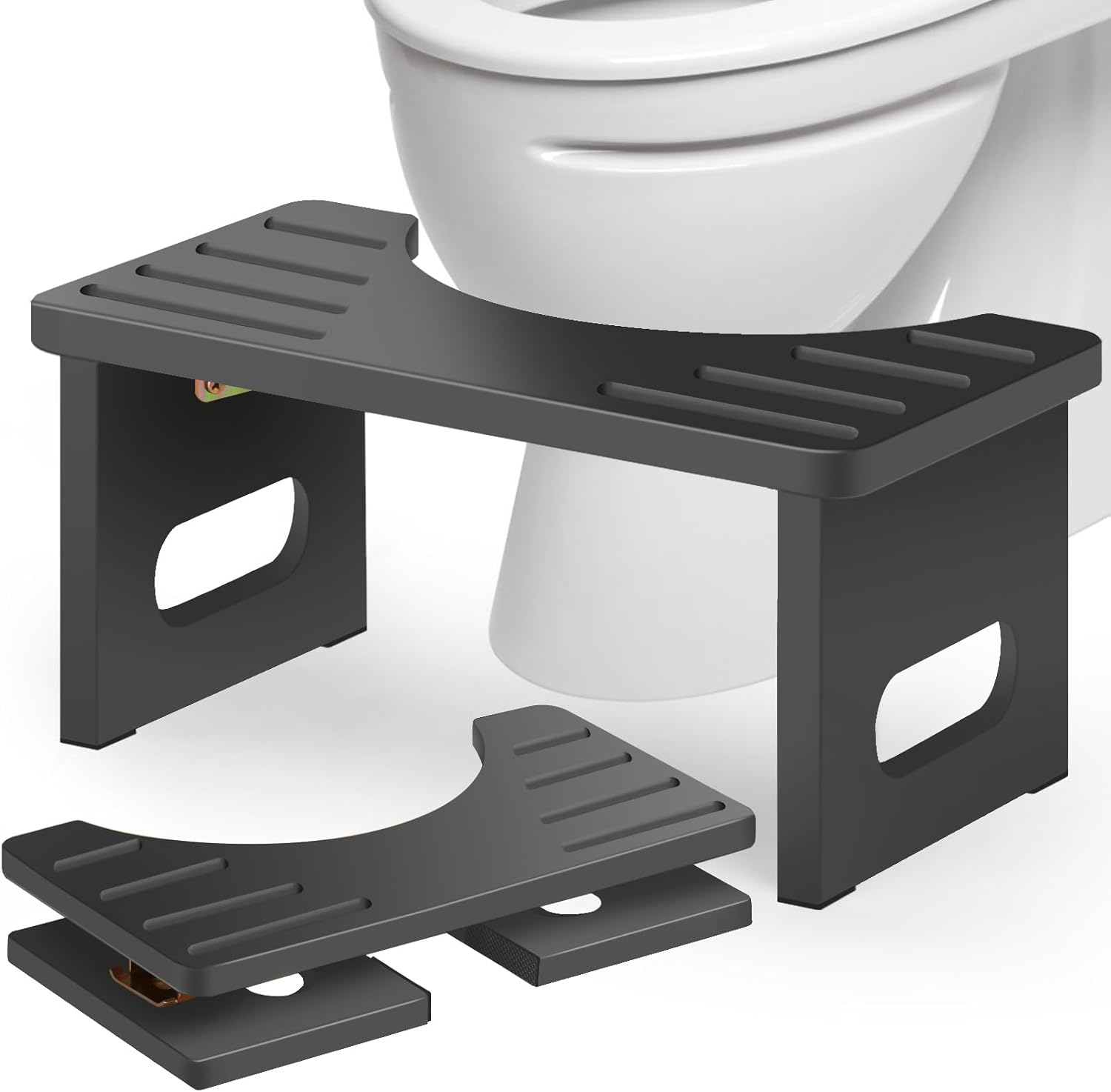 Raylove Toilet Stool Squat Adult Foldable 7 Inch Poop Stool - Portable Bathroom Stool for Adults with Easy Storage, Relieves Bloating & Straining, Natural Color