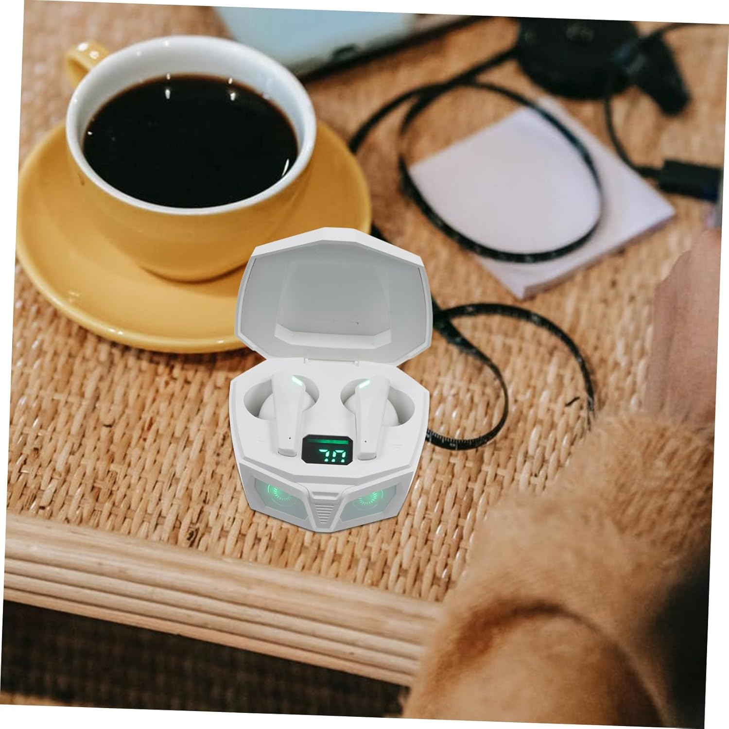 SHOWERORO Wireless Gaming Earbuds with Coil Surround Sound Headphones for Immersive Play Auto Connection Low Latency One Hand Control Compatible with Devices White image number 2