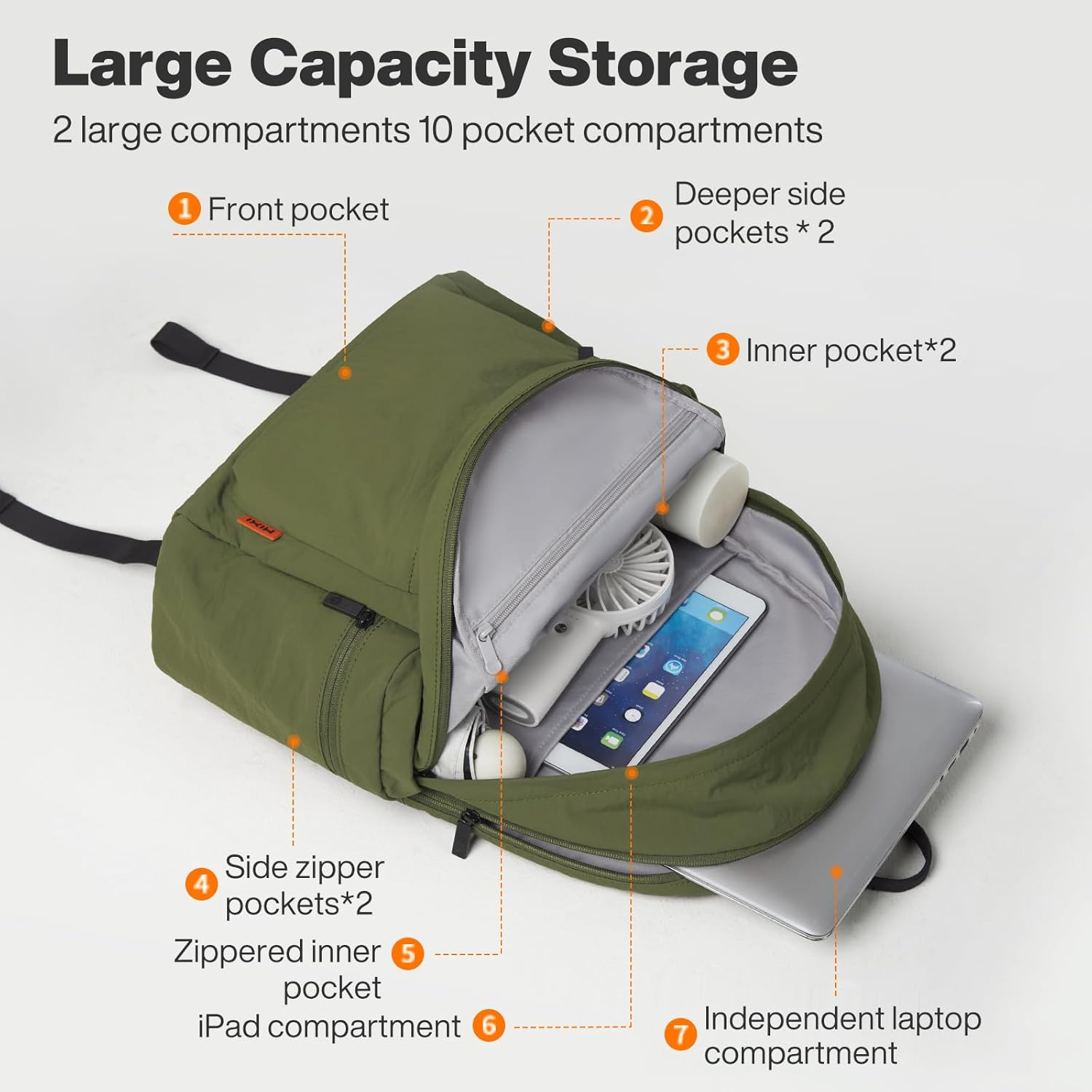 Mixi Travel Backpack Lightweight Carry on Laptop Backpack Casual Daypack for Weekender College Work Hiking Outdoor image number 2